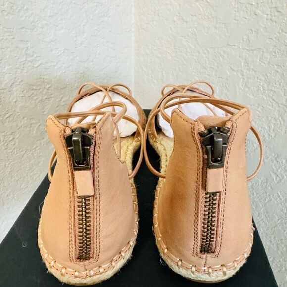 Eileen Fisher Lace-Up Leather Espadrille Sandal, Toffee Cream Pink Size 8, NWT - Picture 15 of 16